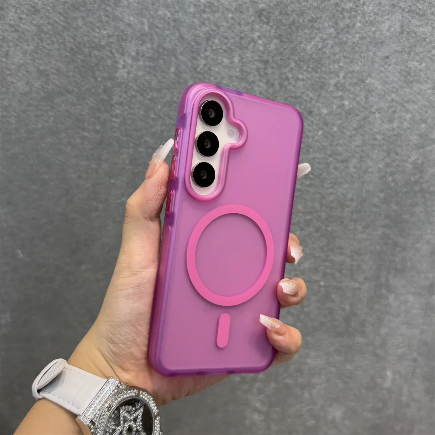 Matte Magnetic Wrist Strap Case with Lanyard - Candy Color Frosted Cover