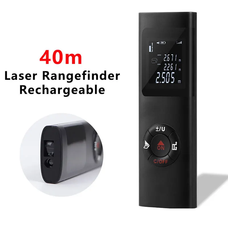 

Mini 40M LCD Display Intelligent Portable Laser Rangefinder Digital USB Charging Handheld Measure Finder Tape Household Bedroom