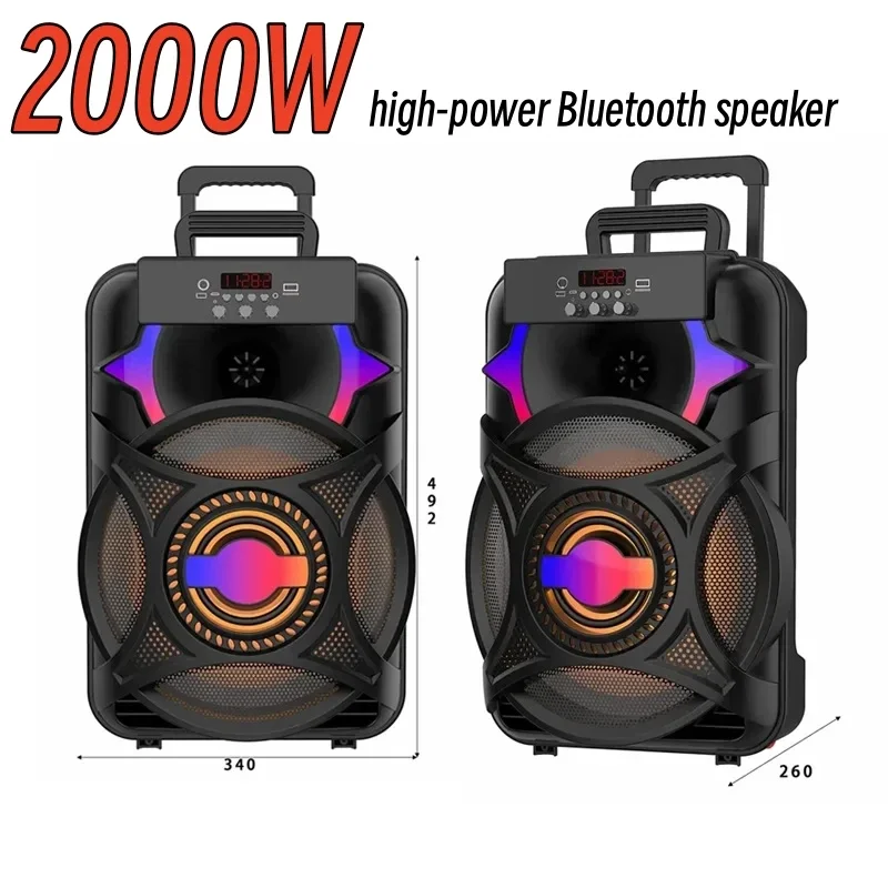 

Outdoor Bluetooth Speaker 2000W High-power Karaoke Portable 360 Stereo Surround Sound Microphone Outdoor Square Dance Sound Syst