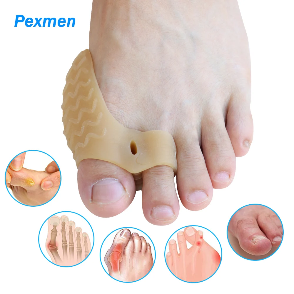 Pexmen 2Pcs Bunion Corrector Toe Separator Spacers Hallux Valgus Soft Gel Bunion Pads for Overlapping Toes Straightener pexmen 2pcs gel bunion corrector and toe separator spacers and straightener orthotics for overlapping toes bunion pain relief