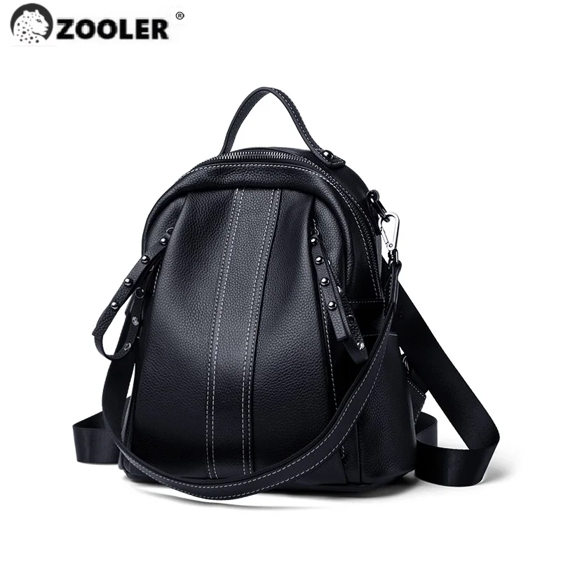 ZOOLER Rivet Genuine Leather Backpack casual real cowhide backpacks Cow luxury back pack women travel School Girl bags  #SC521