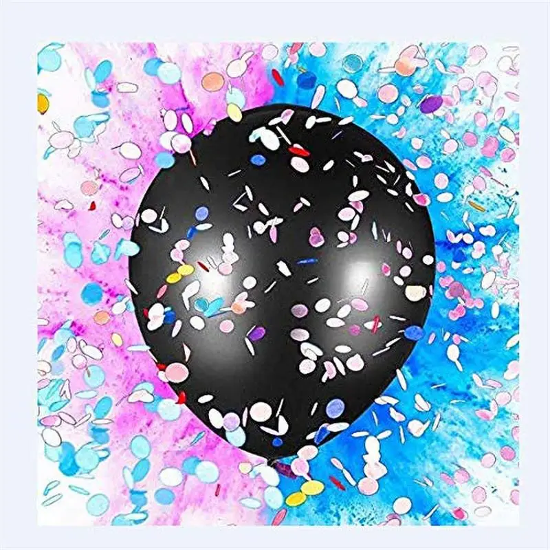 BLOOMWIN Palloncini Gender Reveal 91cm Con Coriandoli Cuore + Palloncini Ragazzo E Ragazza | Kit Decorazione Baby Shower Rosa E Blu