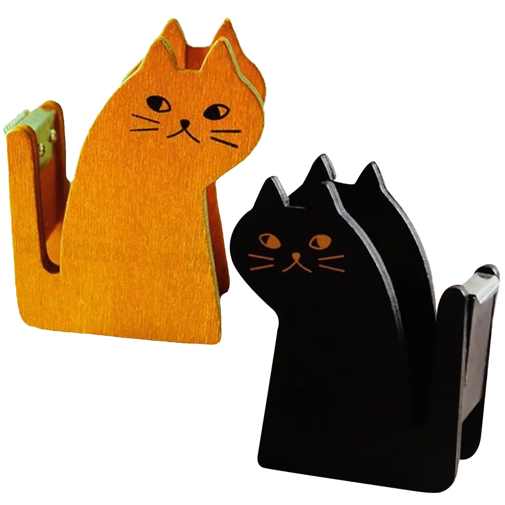 

2 Pcs Decor Cat Tape Holder Desktop Dispenser Lovely Roller Office Convenient
