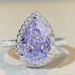Elegant Green Square Gemstone Ring in 925 Sterling Silver - Luxury Women's Engagement and Wedding Jewelry - 7 (Silver Purple)