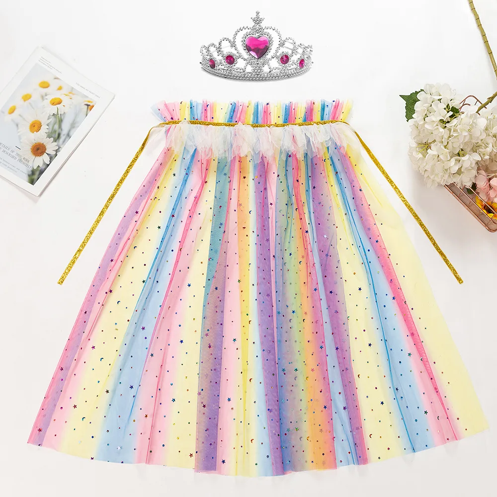 cape de princesse en tulle rose avec étoiles et lune