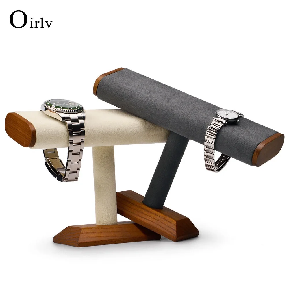 Oirlv Wooden Watch Stand For Watch Display Watches Organizer T-frame Wooden Jewelry Display Stand Solid Wood Tshape Watch Holder