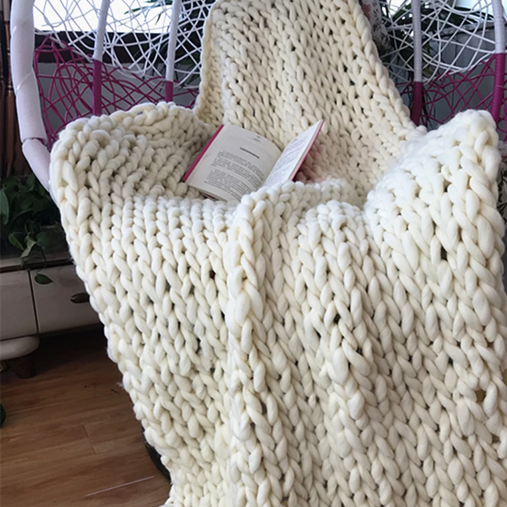 Sofa Blanket Cozy Chunky Knitted Blanket Handmade Yarn Pet Bed Chair sofa blanket baby air conditioning blanket  Home Decor 4