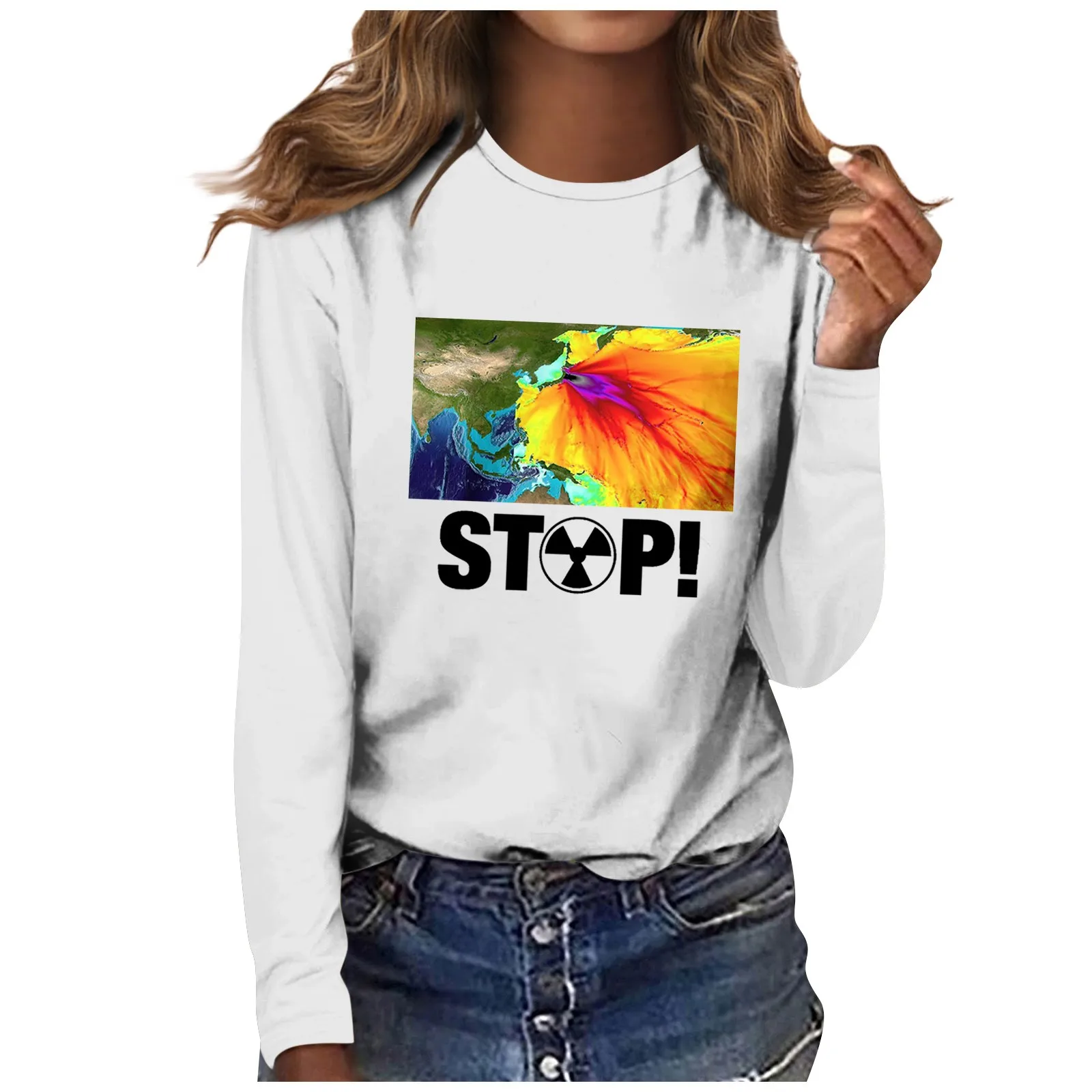

woman'S Retro Fashion Hoodie Blouse Casual Long Sleeve Print Round Neck Autumn Winter White Pullover Top Roupas Para Mulheres 옷