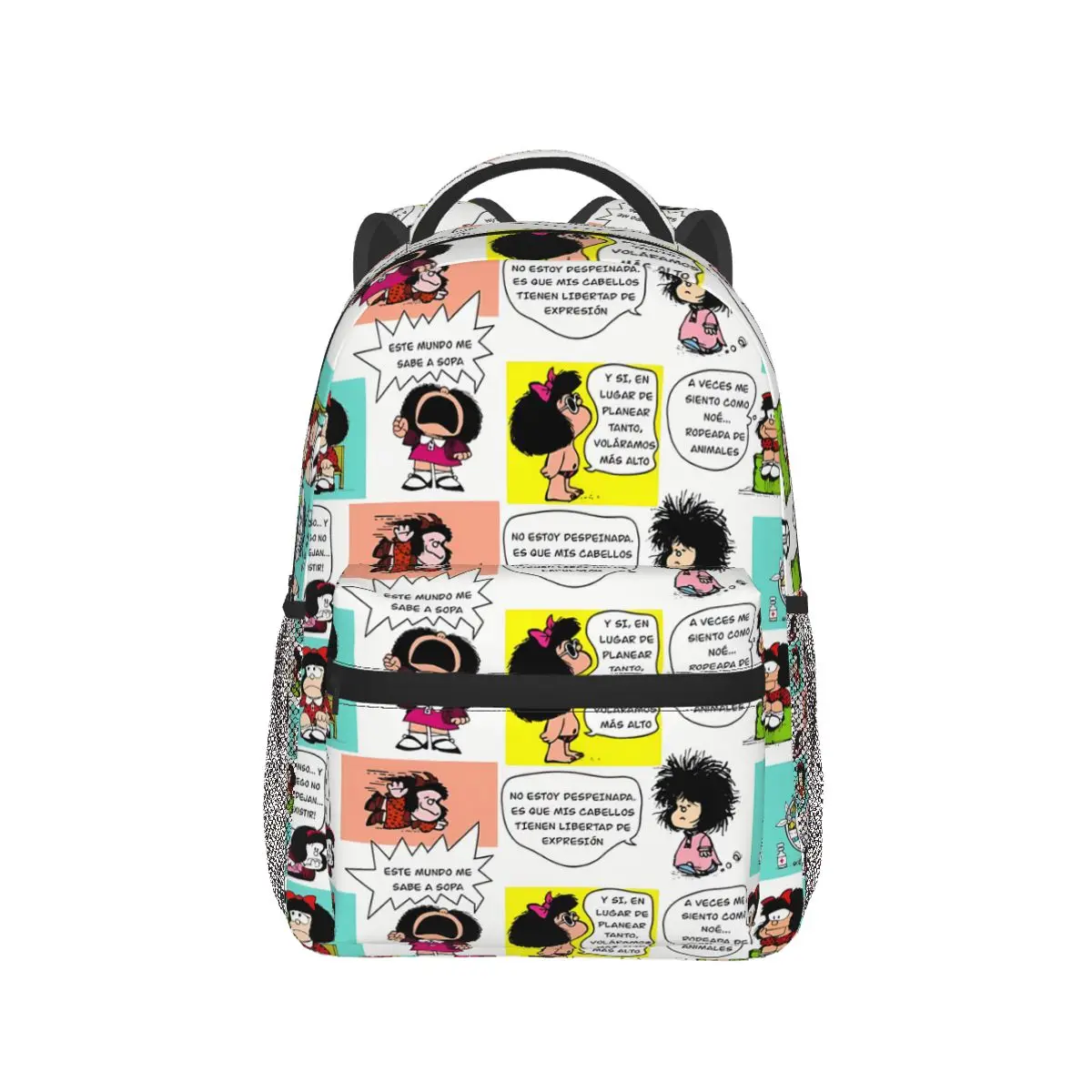 

Words Cute Knapsack for Men Women Anime Mafalda Books Backpack Female School
