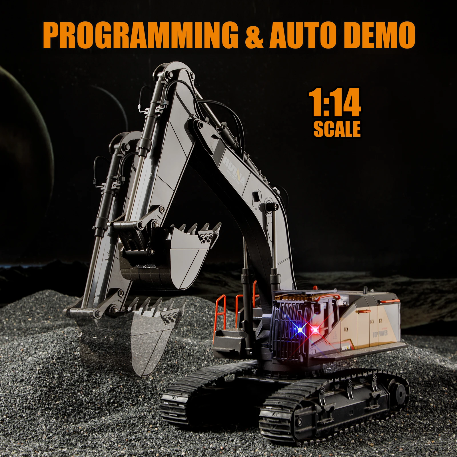 HUINA 1/14 RC Alloy Remote Control Excavator 2.4GHZ 22CH Wireless Remote Control Engineering Vehicle Model Boy Children's Toy 5