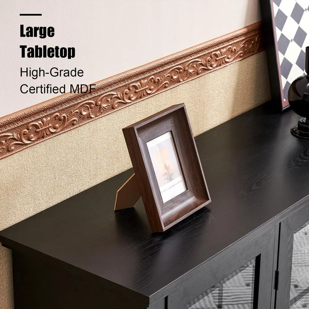 Storage Credenza with Windowpane Doors 5