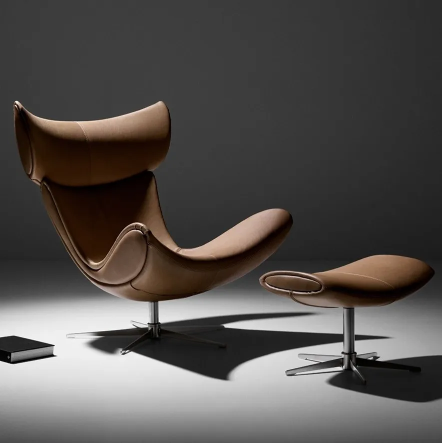 

Modern living room leisure Leather lounge chairs room chairs with ottoman sofa chair reclining with individual foot rest