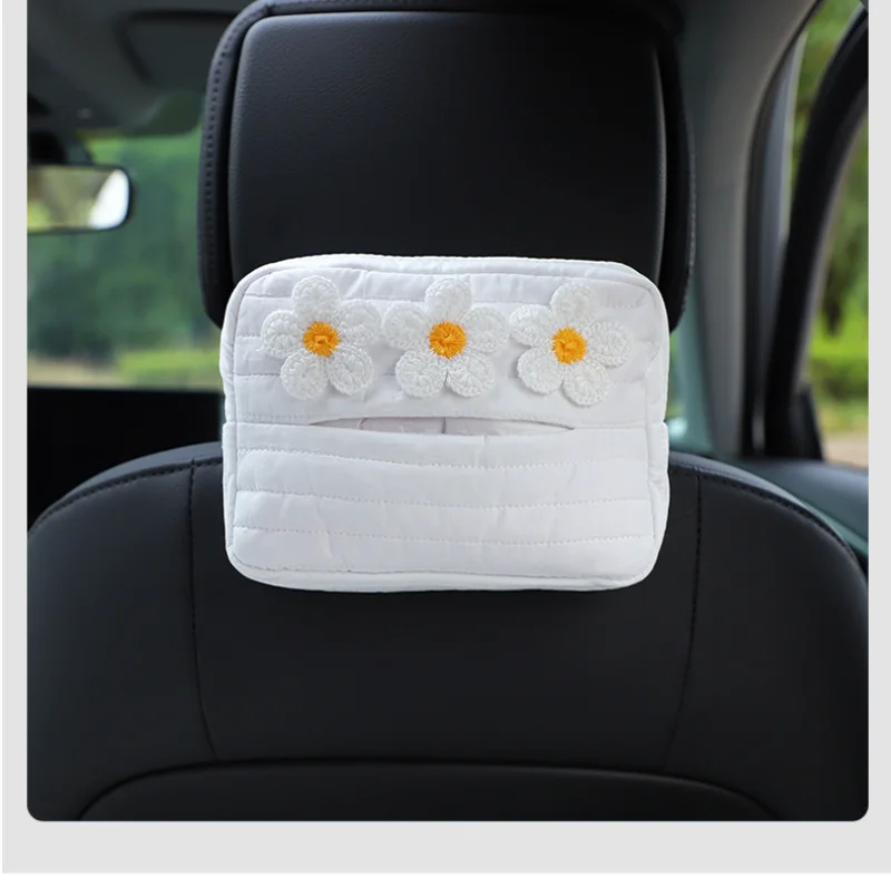 Towel Box Car Seat Accessories Tissue Case with Fix Strap Adjustable Decoration Tools Back Hanging for Napkin Paper Backseat