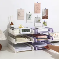 Three-Layer File Holder File Tray Plastic Horizontal File Frame File Organization Information Desktop Storage Rack Desk Storage File Basket Multi-Layer File Rack Folder Storage Box 2
