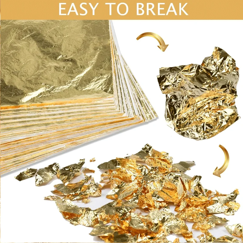 100-1000sheets Imitation Gold Leaf Foil Sheets For Craft Nail Art Resin Silicone Mold Jewelry Making Filling Decorate Crafts imitation gold leaf sheets