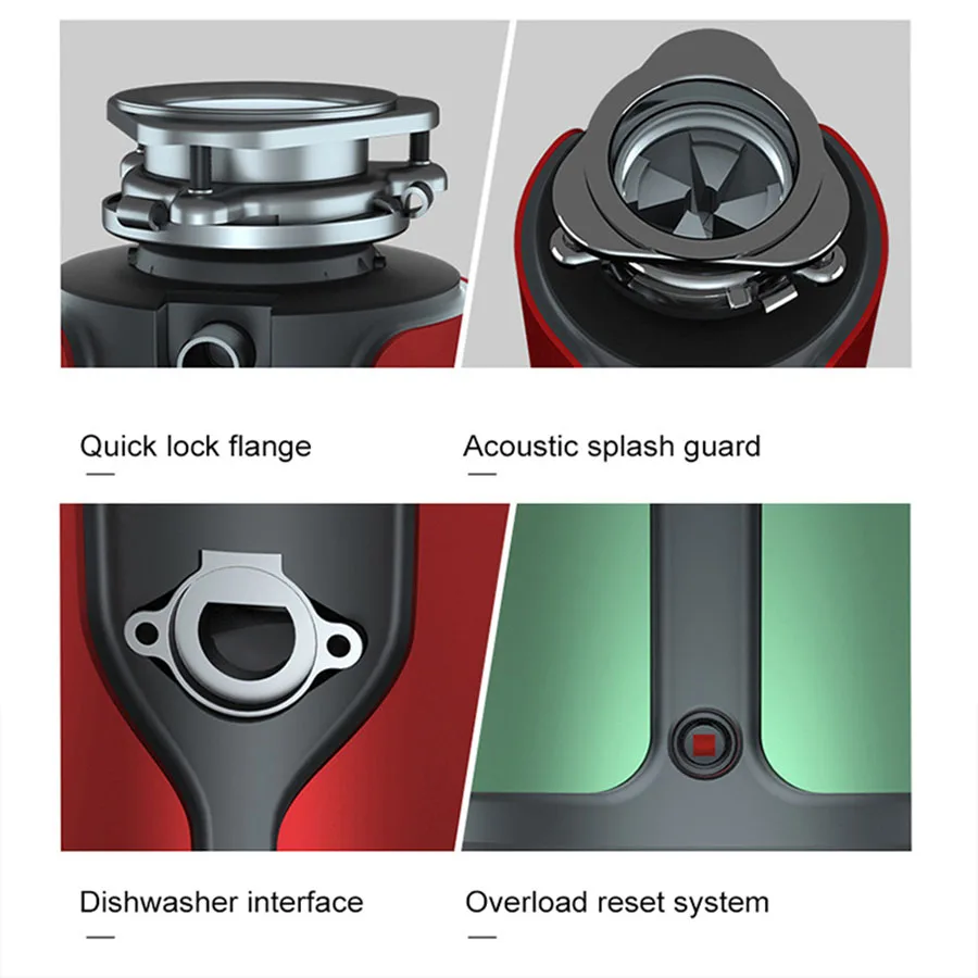 560W Kitchen Sink Food Waste Disposer TC4 Stainless Steel Level 7 Grinding System Continuous Input Food Crusher Garbage Disposal 2