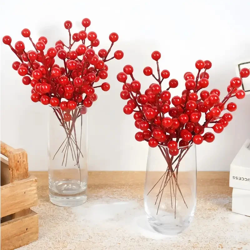 10/30PCS Artificial Holly Fruit Fake Tropical Plants Flower Indoor Outdoor Home Table Centerpiece DIY Vase Christmas Decoration