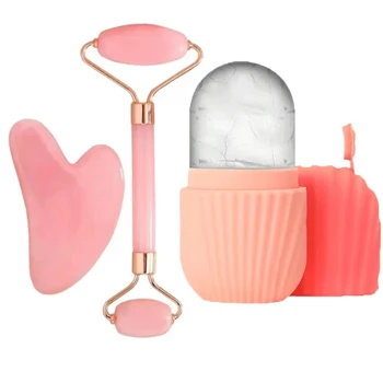 3Pcs Face Massager Kit Ice Face Roller Gua Sha Board Facial Massage Roller  Face Lifting Contouring Tools Beauty Skin Care Tools 1