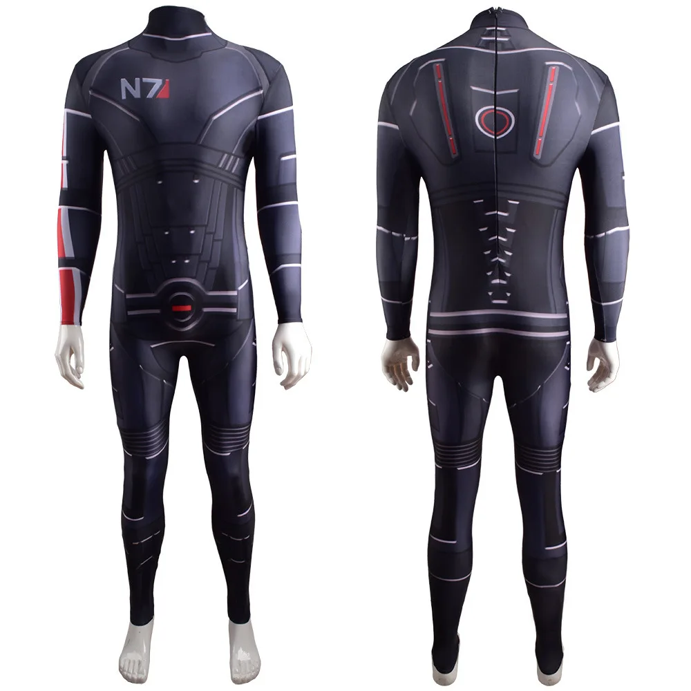 Mass Effect 3 Sci-Fi Military Armor Printed Spandex Bodysuit for Adults