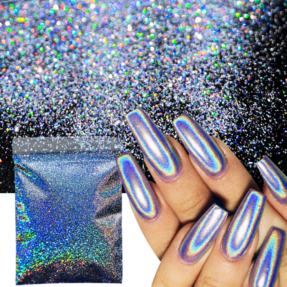 10g/bag Rubbing Nail Powder Holographic Extra Fine Glitter Mirror Chrome Pigment Dust UV Gel Polish Nail Art Decoration