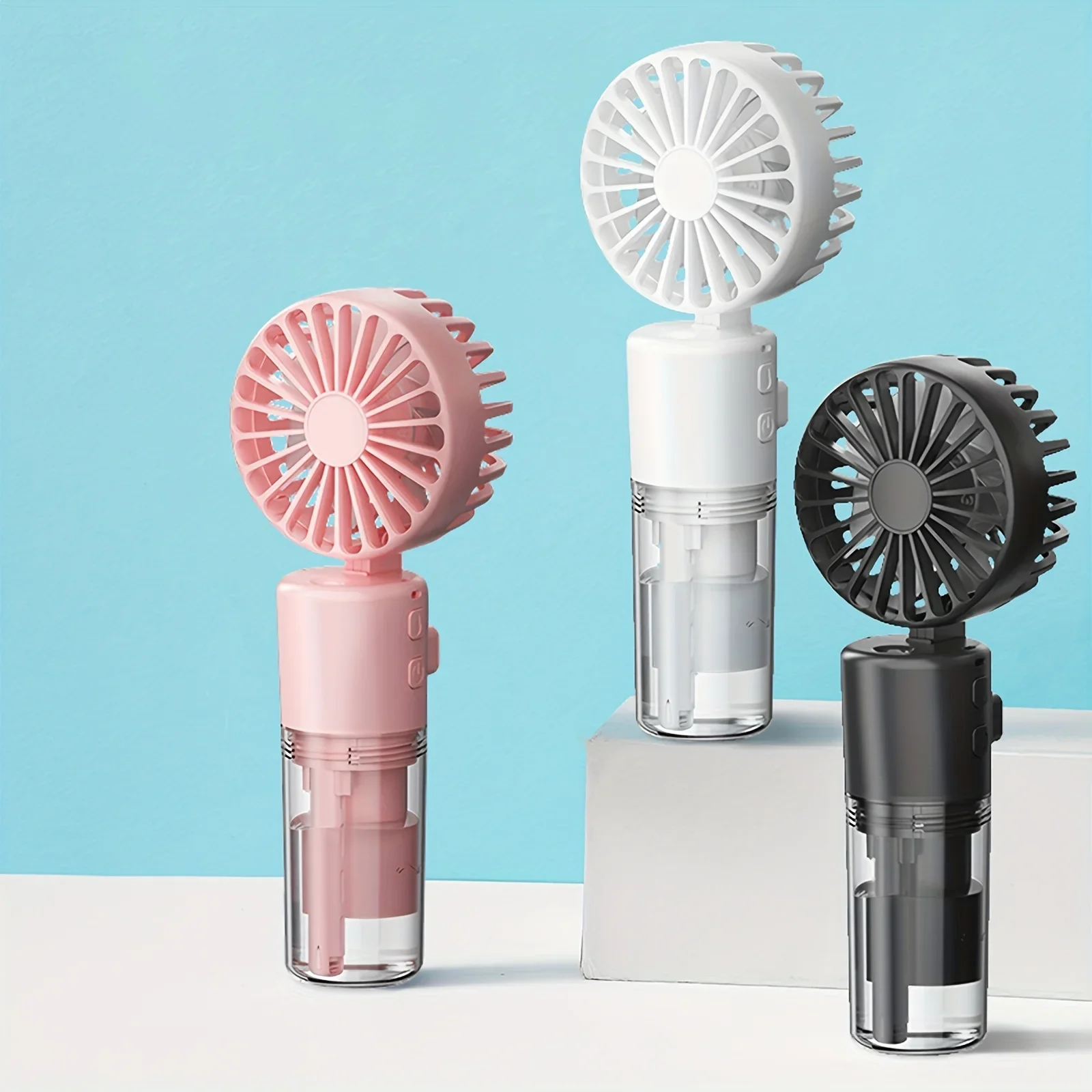 One spray fan, 4-gear adjustment, mini foldable handheld fan with spray, USB rechargeable outdoor travel cooling and comfortable