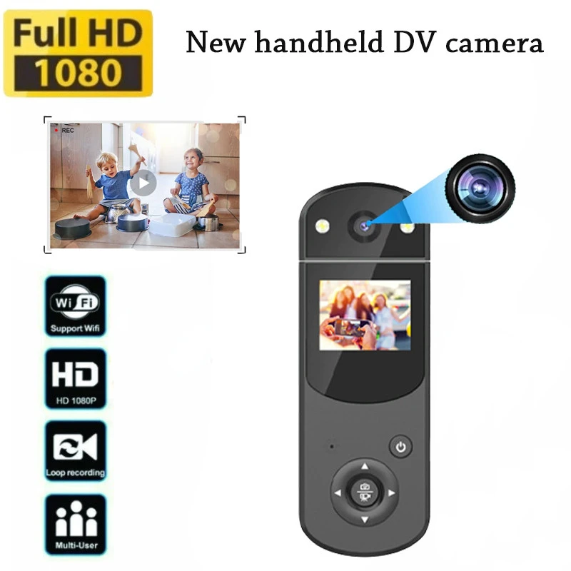 4k video camera D2 Mini Camera Handheld 1080P Multi-function Sports DV Cam Professional Portable Body Camera Meeting Long Battery Life wifi camcorder