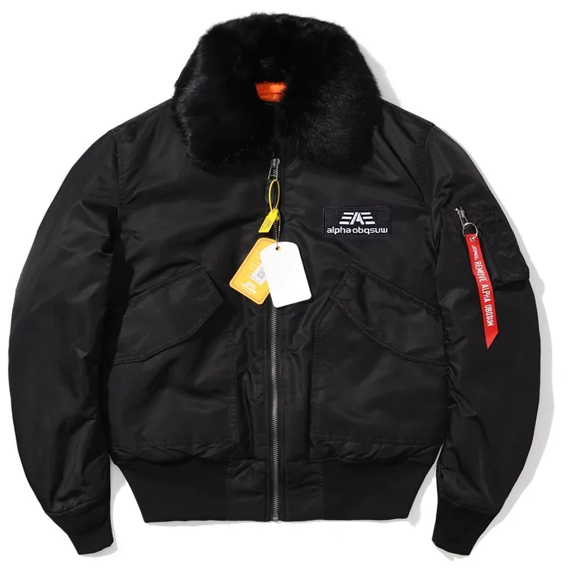 Alpha Martin Winter 45P men jacket men coat Flight Bomber Jacket Men's Casual Fur Collar Loose Baseball Outdoor Hunting