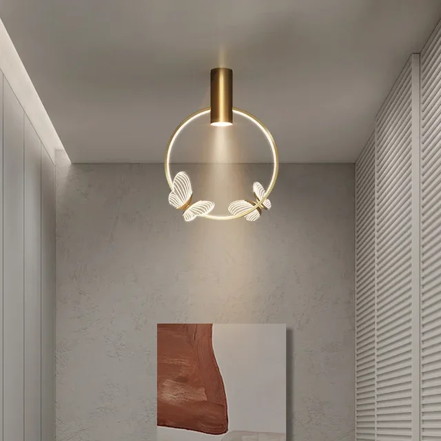 Applique Murale de Chambre à Coucher, Moderne, Contractée, Filet Rouge, Papillon, Lampe de Chambre d'Enfant, Lumière de Fond Luxueuse, Canal Lumineux 1