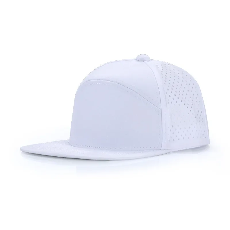 2024 New Custom Logo Flat Brim Hat 6 Panel Punched Truck Hat Men's and Women's Outdoor Sunshade Snapback Hip Hop Baseball Hats 5