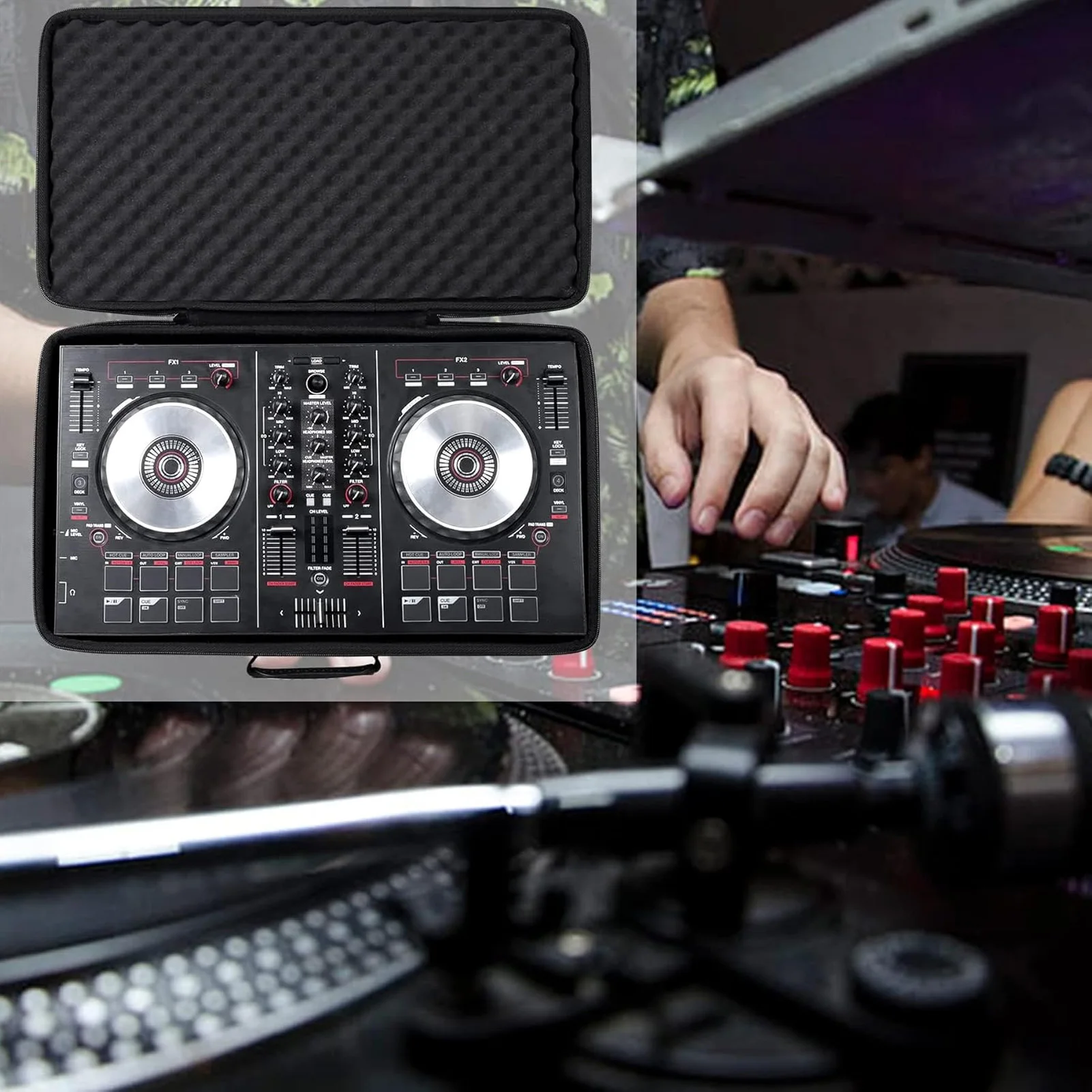 DJ Controller Case High Visibility Lining Double Metal  Padded DJ Controller Bag for Pioneer DDJ-RB 2 Channel Controller