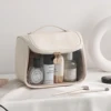 Transparent PU Cosmetic Bag with Hook Waterproof Travel Washbag Large Makepouch 2