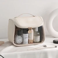 Transparent PU Cosmetic Bag with Hook Waterproof Travel Washbag Large Makepouch 2