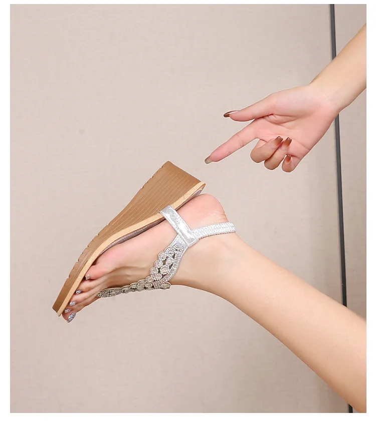 Summer Women Wedge Gladiator Sandals Flip Flop Shoes Women Bohemia Crystal Casual Beach Sandals 35-41 Women Shoes