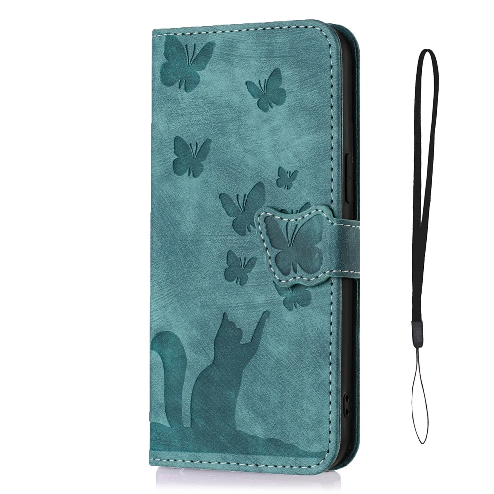 Cute Cat PU Leather Wallet Phone Case - Stylish Flip Back Cover