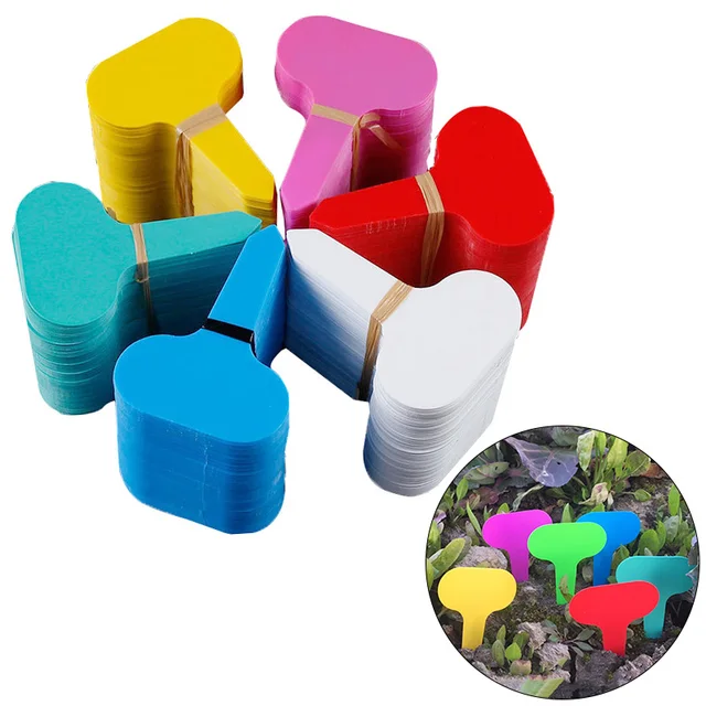 50Db 5X7Cm T-Alakú Műanyag Növényi Címkék Vízálló Virágmag Fajta Címkéző Jelölő Kerti