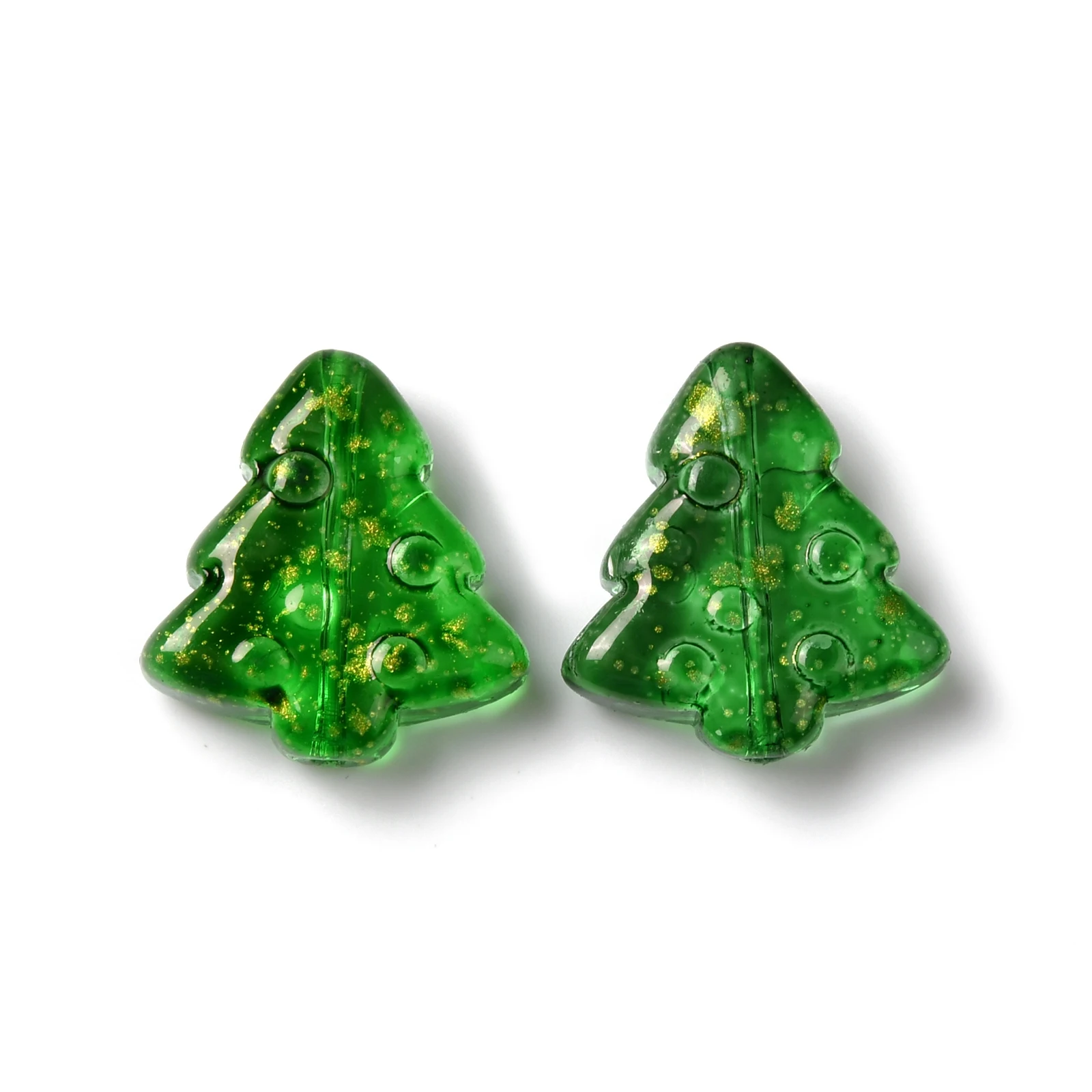 200pcs Gold Color Foil Glass Christmas Tree Loose Beads for Jewelry Making Bracelet Earrings DIY Crafts Findings