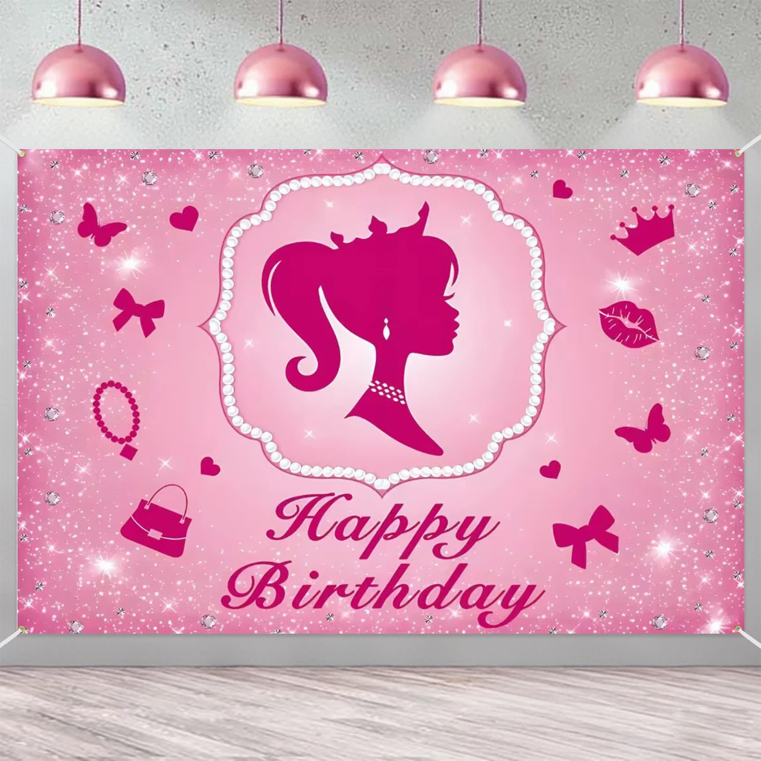 Princess Birthday Backdrop – Pink Photo Booth Banner For Girls, Baby Showers & Cake Table Decor – 71x45 Inch - View #13