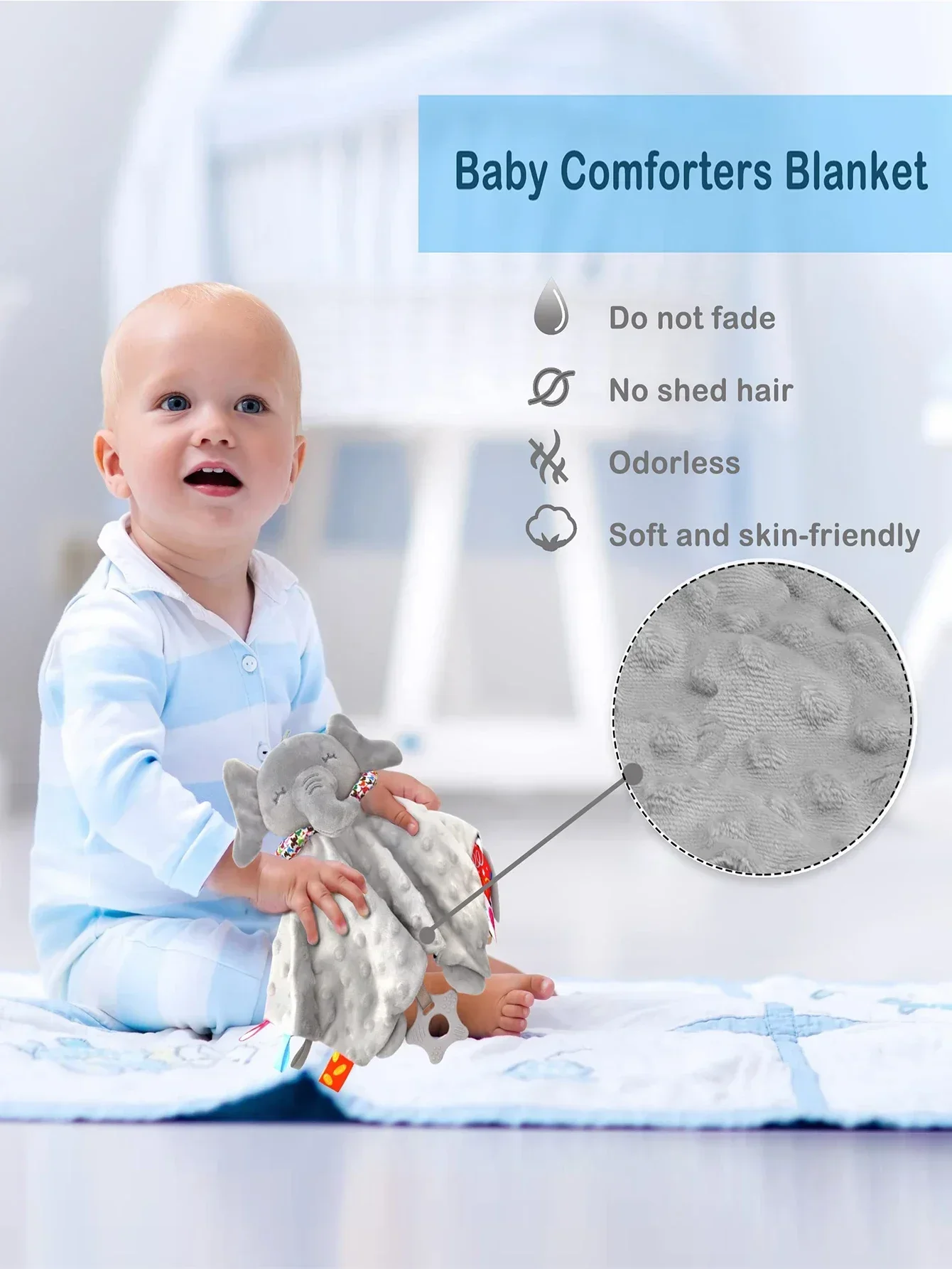 Blanket Soft Appease Comforter Elephant Baby Towel Baby Rattle Animals Toys Soothe Reassure Sleeping Towel Lathe HangingToddler