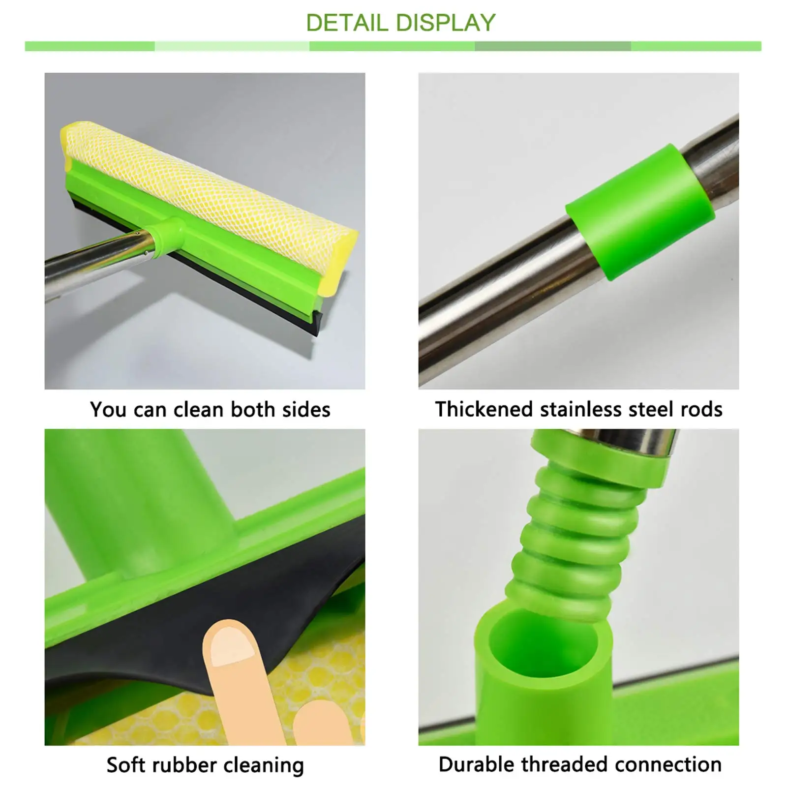 Window Squeegee for Window Cleaning, Squeegee Window Cleaner Tool 2 in 1  Car Window Cleaning Tool with Extension Pole 58'' Telescopic Window Washing