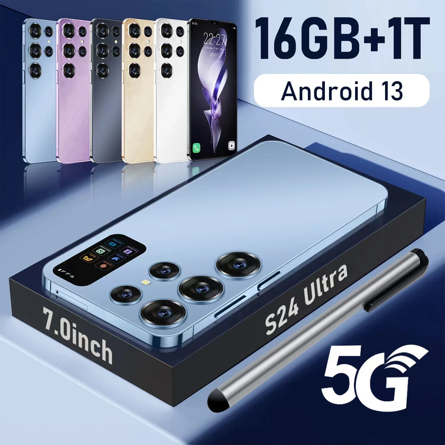 

S24 Ultra Original Smartphone 7.0 inch Face Recognition Cellphones 16GB+1TB Dual SIM Android Mobile Phones 7000mAh Cell Phone