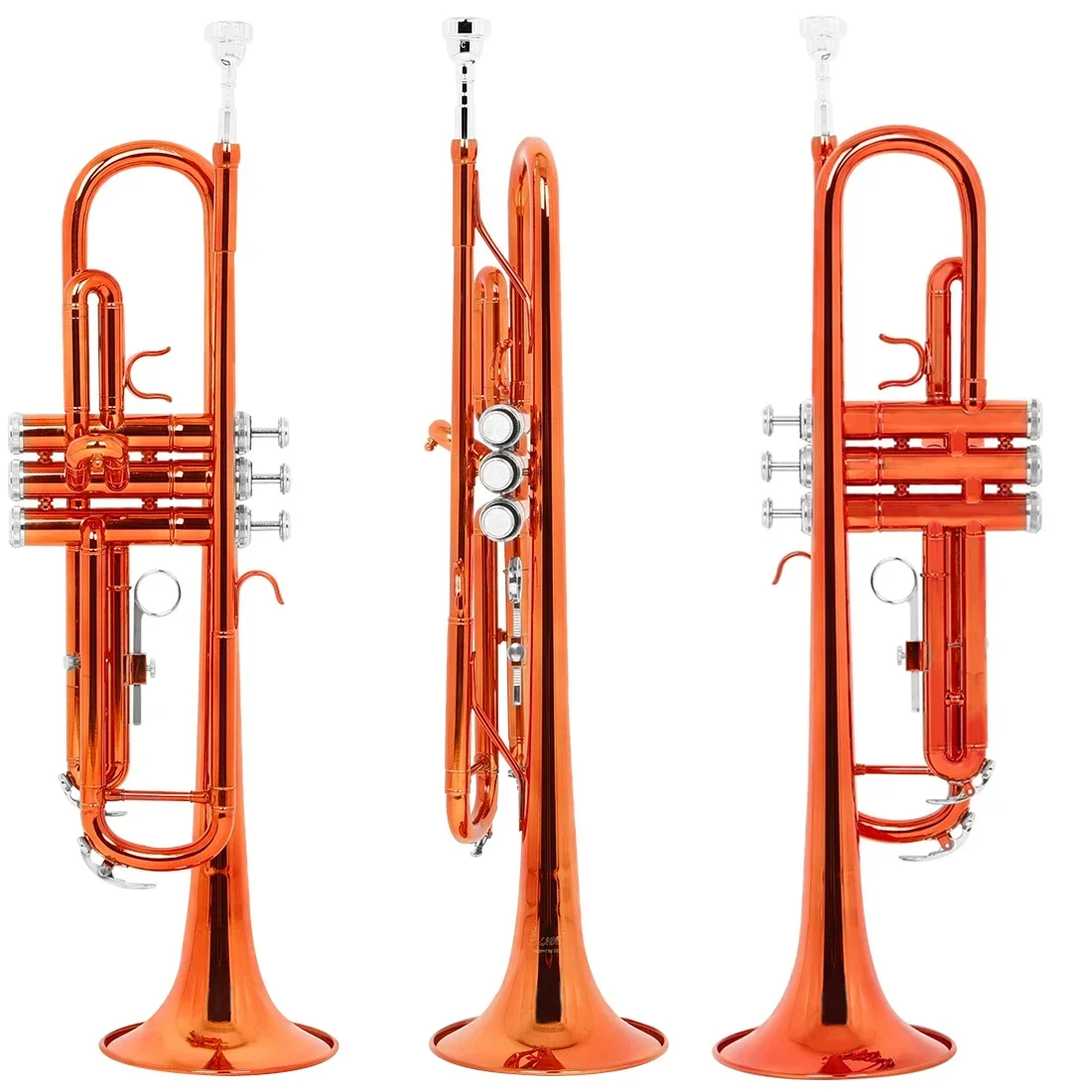 SLADE Orange Bb Standard Trumpet Set Brass Student Beginners Trumpet Instruments with Box 7C Blowing Nozzle Gloves