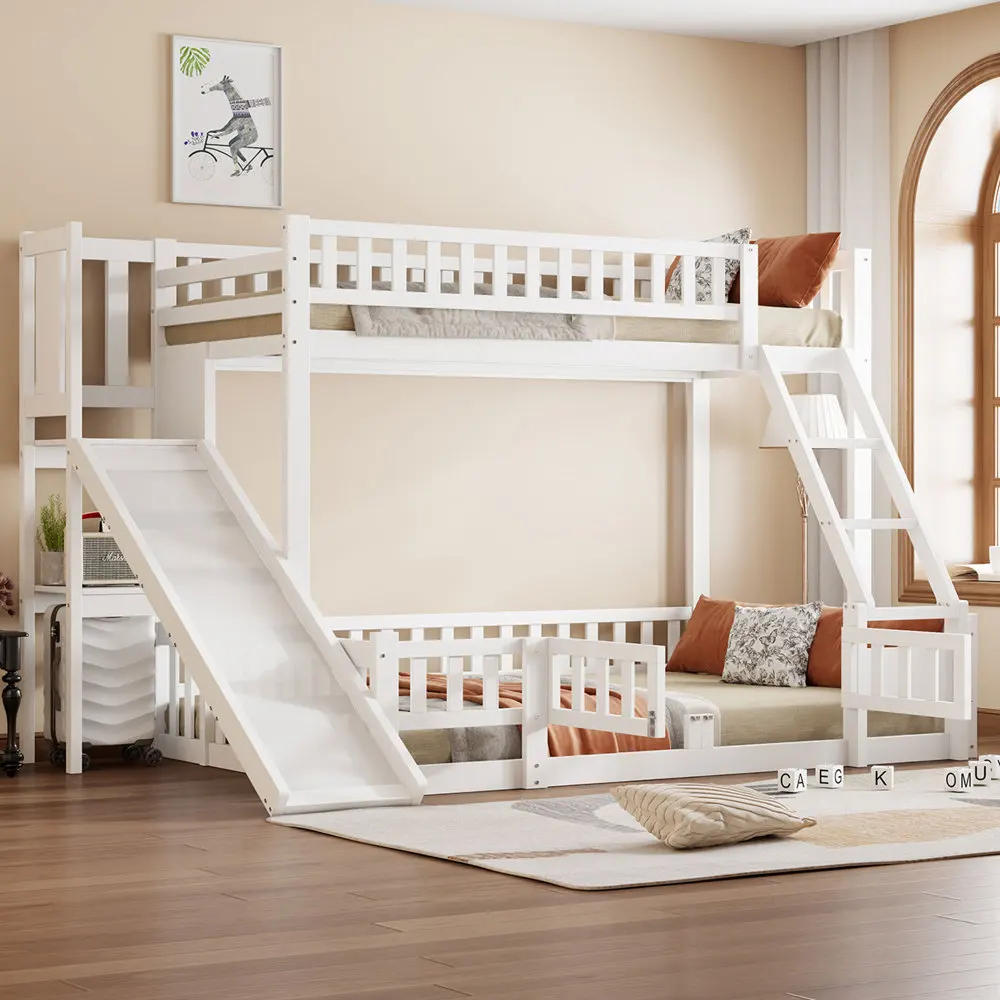 Etagenbett 90 x 200 und 140 x 200 cm – multifunktionales Design mit Gleittreppen, mehreren Ablageflächen und kleinen ausziehbaren Türen, keine Matratze – Detail 2