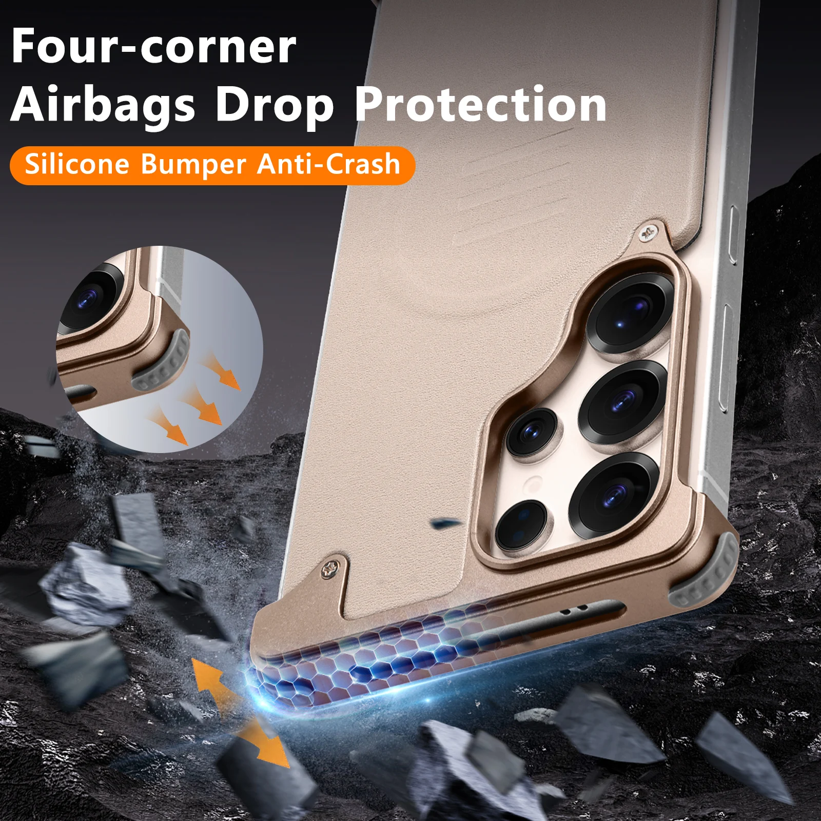 Eary Slim Thin Leather Phone Case for Samsung Galaxy S25 Ultra Magnetic Shells for Wireless Charging Bumper Shockproof Protector