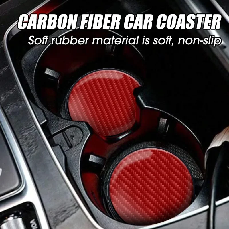 Water Cup Pad Car Cup Coaster Carbon Fiber Pattern Rubber Bottle Holder Car Drink Bottle Cushion Auto Interiors Decorations Pad