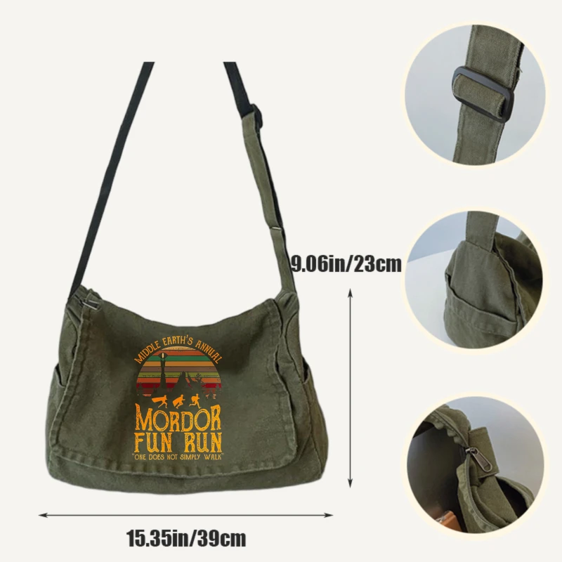 Retro Women's Shoulder Bag Canvas Messenger Bag Letter Print Large Capacity for Travel Crossbody Bag