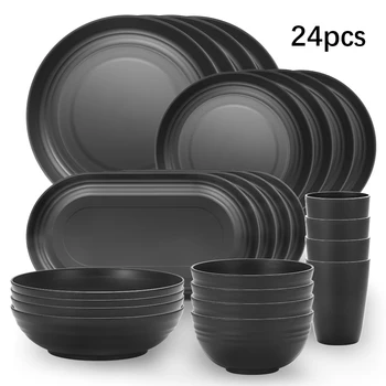 24pcs Plastic cutlery set dishes 1