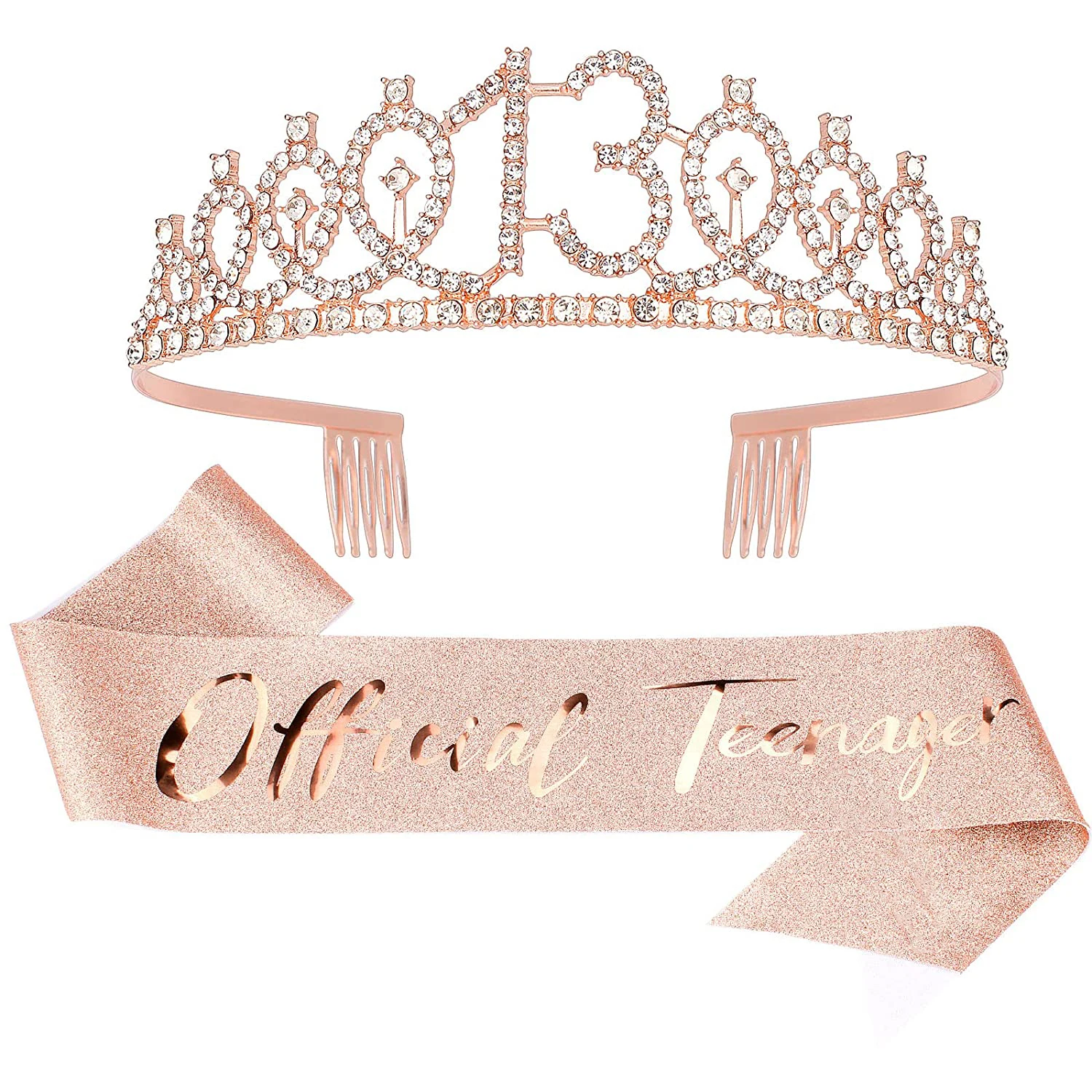 

Bling Rhinestone Crystal Crown Tiara Birthday Anniversary Decoration Happy 10 16 18 30 40 th Birthday Satin Sash Party Supplies