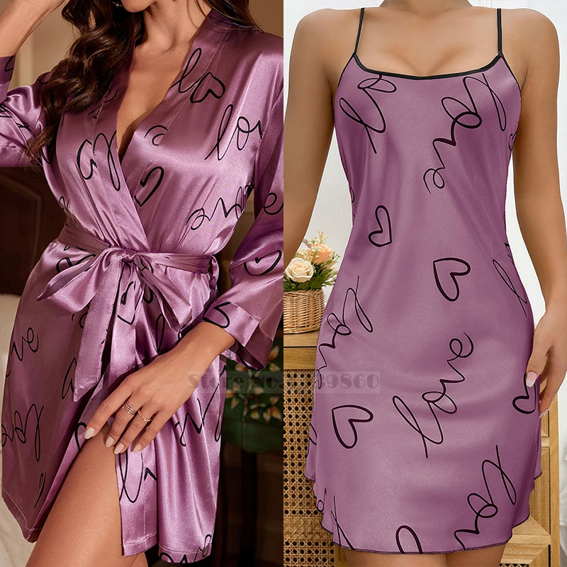 

Spring Summer Female Robe Kimono Bathrobe Gown Sleepwear Sexy V-Neck Mini Nightgown Nightwear Loose Casual Home Dress Loungewear
