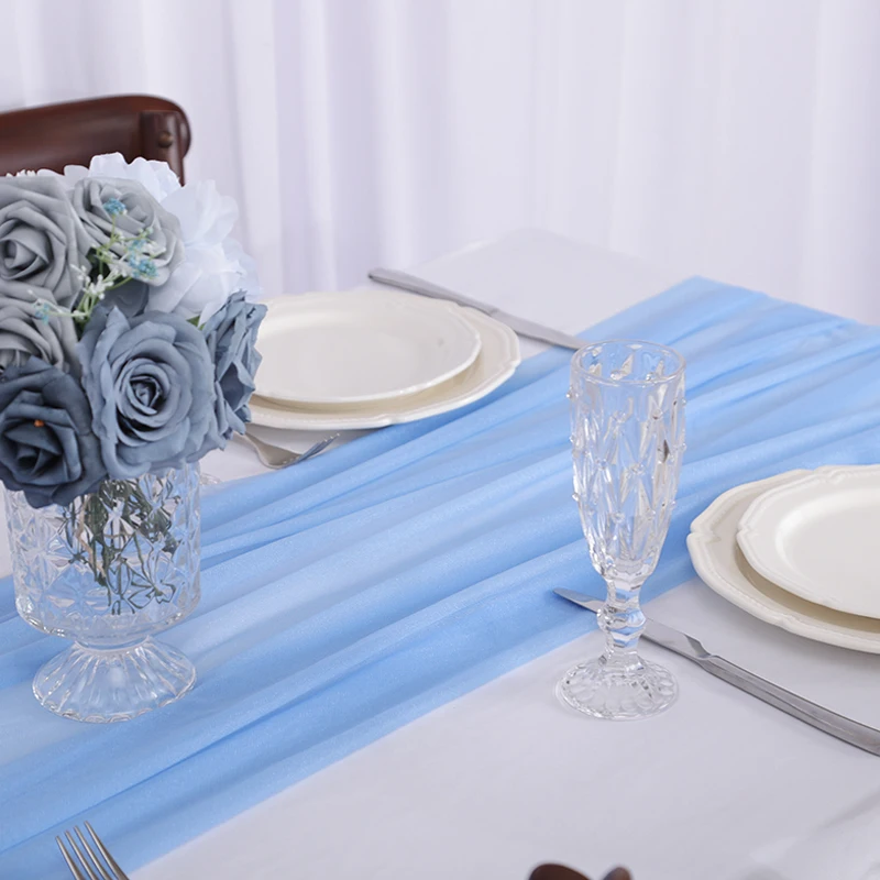 Chiffon Table Runner Vertical Tablecloth for Table Decorations Shiny Fabric Merry Christmas Decorations 2026 Wedding Decoration