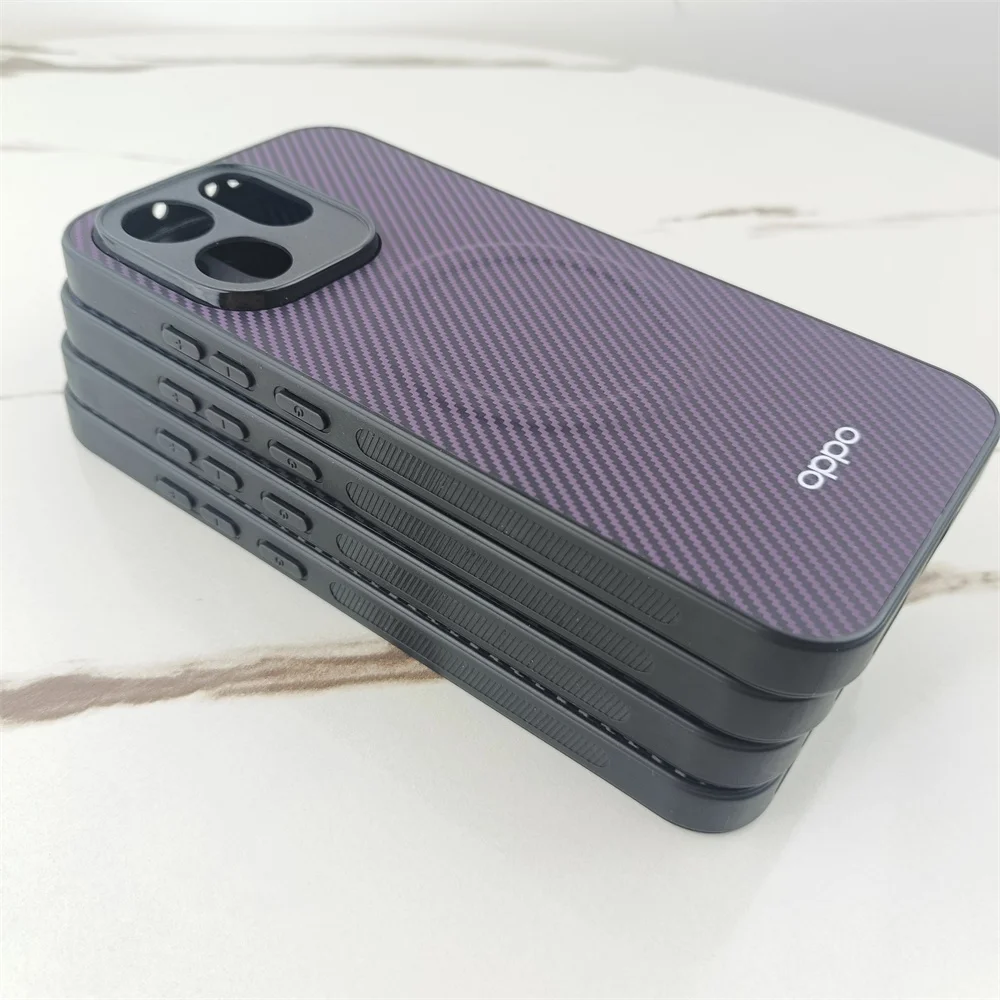 Carbon Fiber Texture Magnetic Phone Case - Wireless Charging Protective Cover